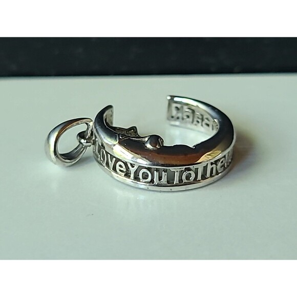 925 Sterling Silver Diamond Accents Moon And Stars Pendant Vintage - Picture 4 of 10